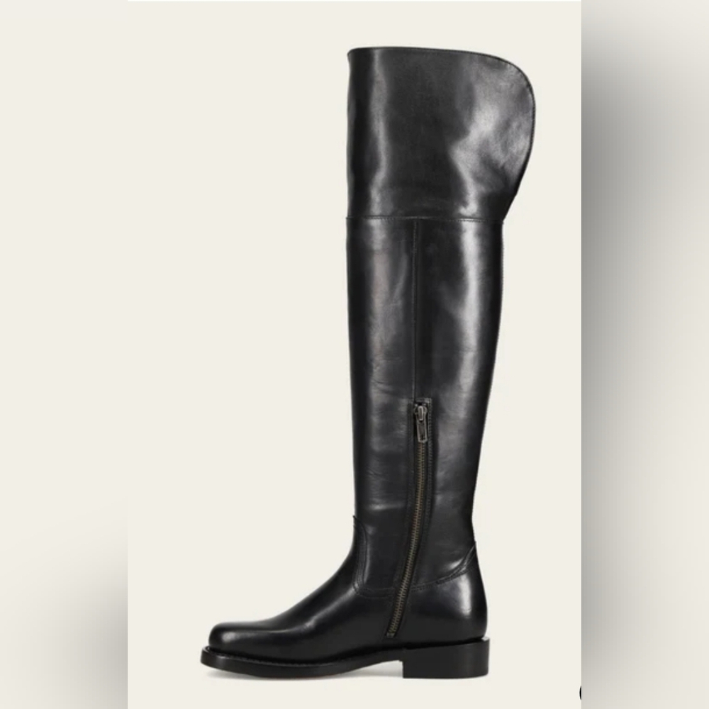 Black Leather Over-the-Knee  Boot - Picture 6 of 15